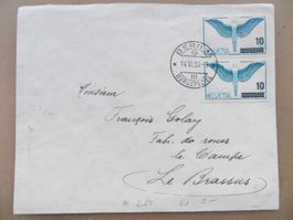 Gelaufener Brief nach Le Brassus mit Luftpost-Frankatur 1938