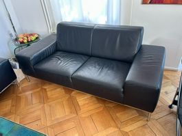 2er Ledersofa aus Echtleder – Schwarz – 200 cm
