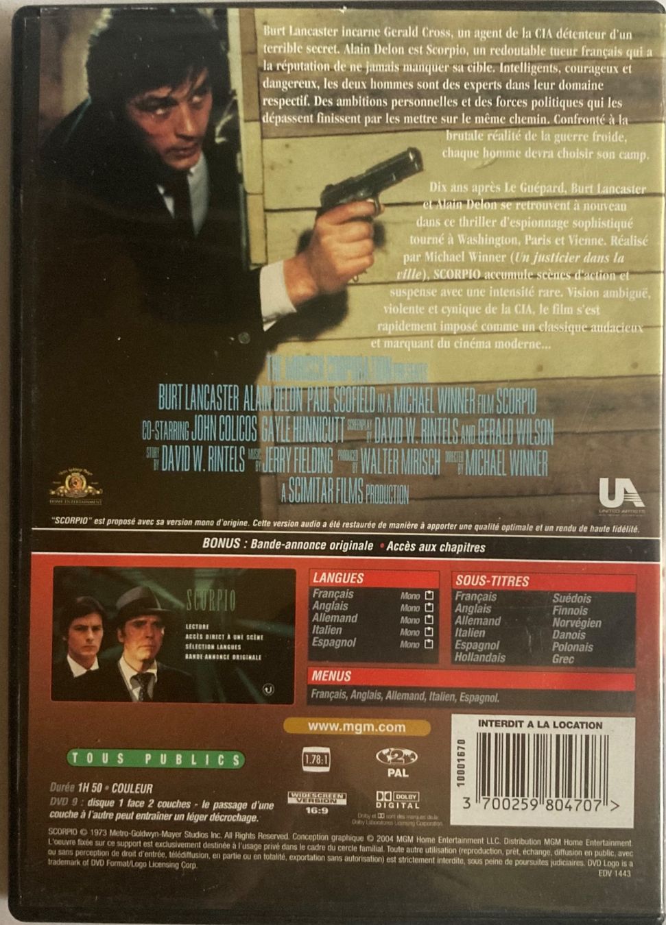 Tutti i DVDs: ALAIN DELON - SCORPIO – Usato da Poliez-Pittet venduto da Newtown-Records 1