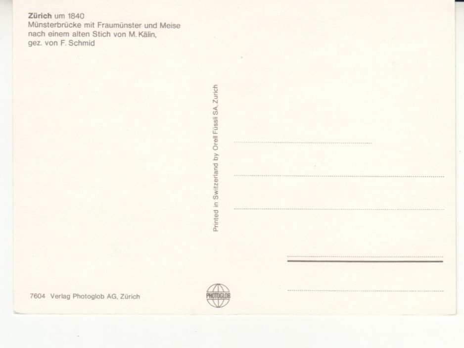 Cartoline postali: Zürich um 1840 Retro – Usato da Bürglen TG venduto da StampGraf 1