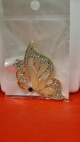 Schmuck Brosche Goldfarbig Schmetterling Strass Rosé Steinch