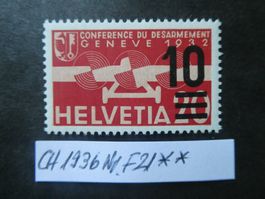 CH 1936 Nr. F21 postfrisch **