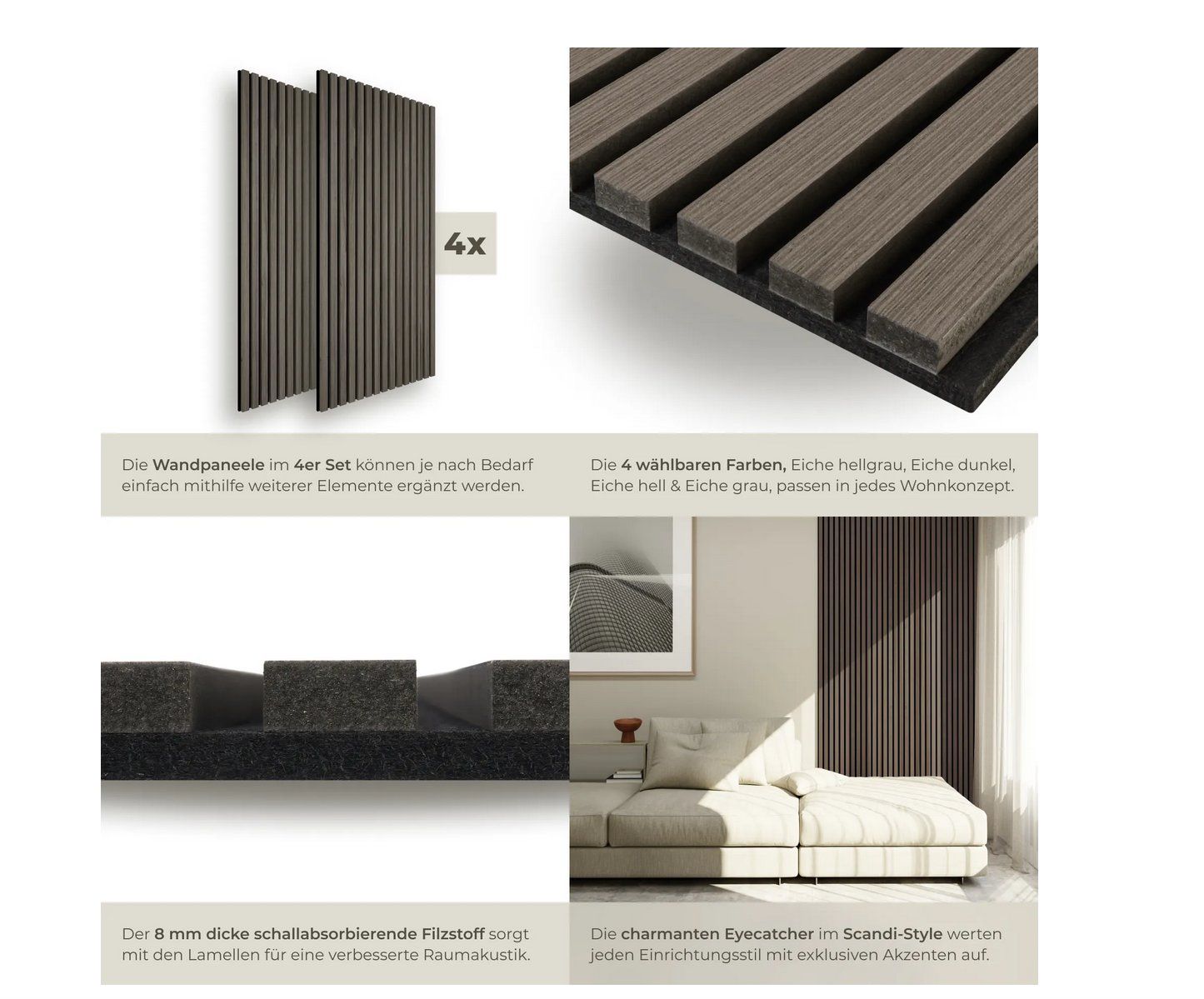 Altri accessori: 4er Set Akustikpaneele Sonic Wall Eiche dunkel – Nuovo (secondo la descrizione) da Steinhausen venduto da Retourenprofis 2