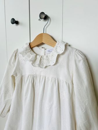 Zara 110 Hemd creme Spitze weiss Stickerei Bluse