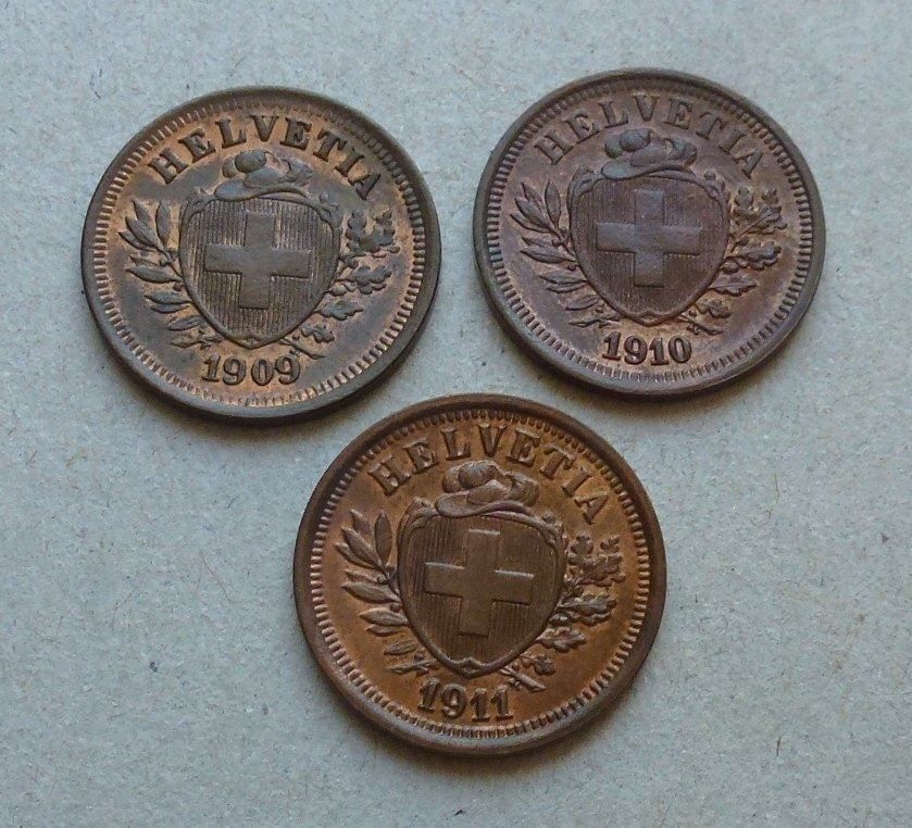 Toutes les monnaies: ++ 1 Rappen 1909, 1910 und 1911 – D'occasion à Walkringen par Casablanca777
