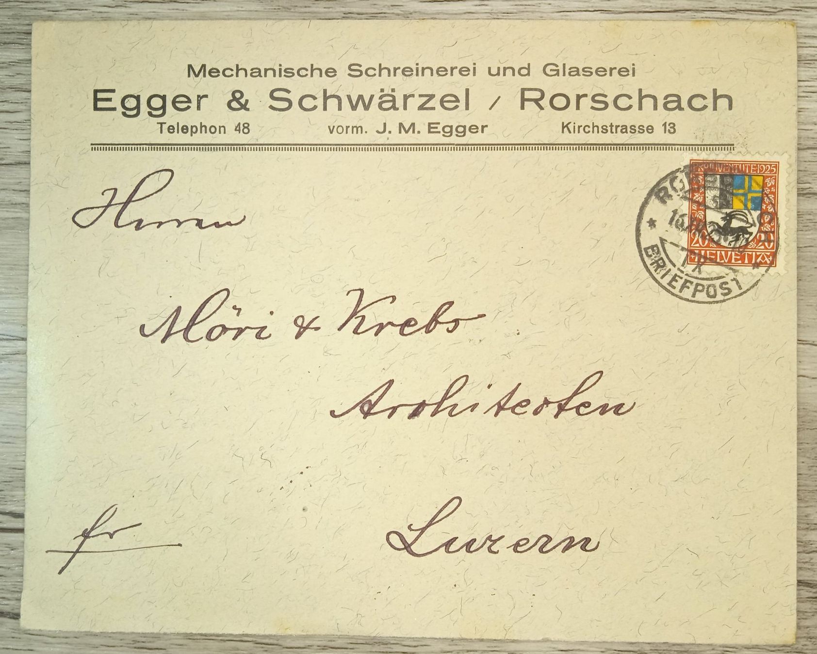 Alle Briefmarken: TR59 Enveloppe + Timbre Suisse 1925 Pro Juventute – Gebraucht aus Cousset von Patrick_Collections