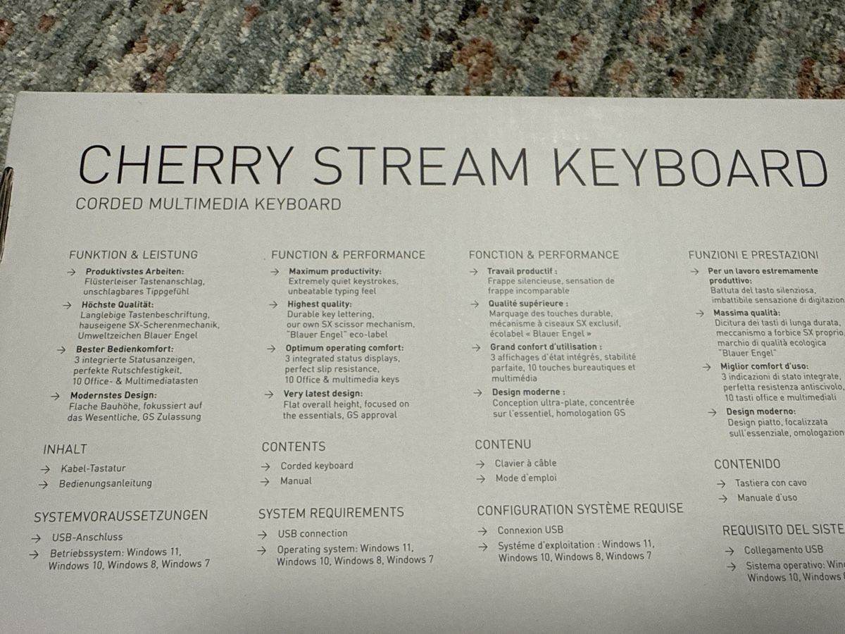 Tastaturen: CHERRY STREAM KEYBOARD Corded Multimedia Keyboard neu – Neu und originalverpackt aus Muttenz von acidforce 2