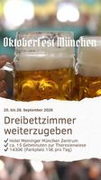 Hotelzimmer Oktoberfest München (25.-28.09.)  3-Bett-Zimmer
