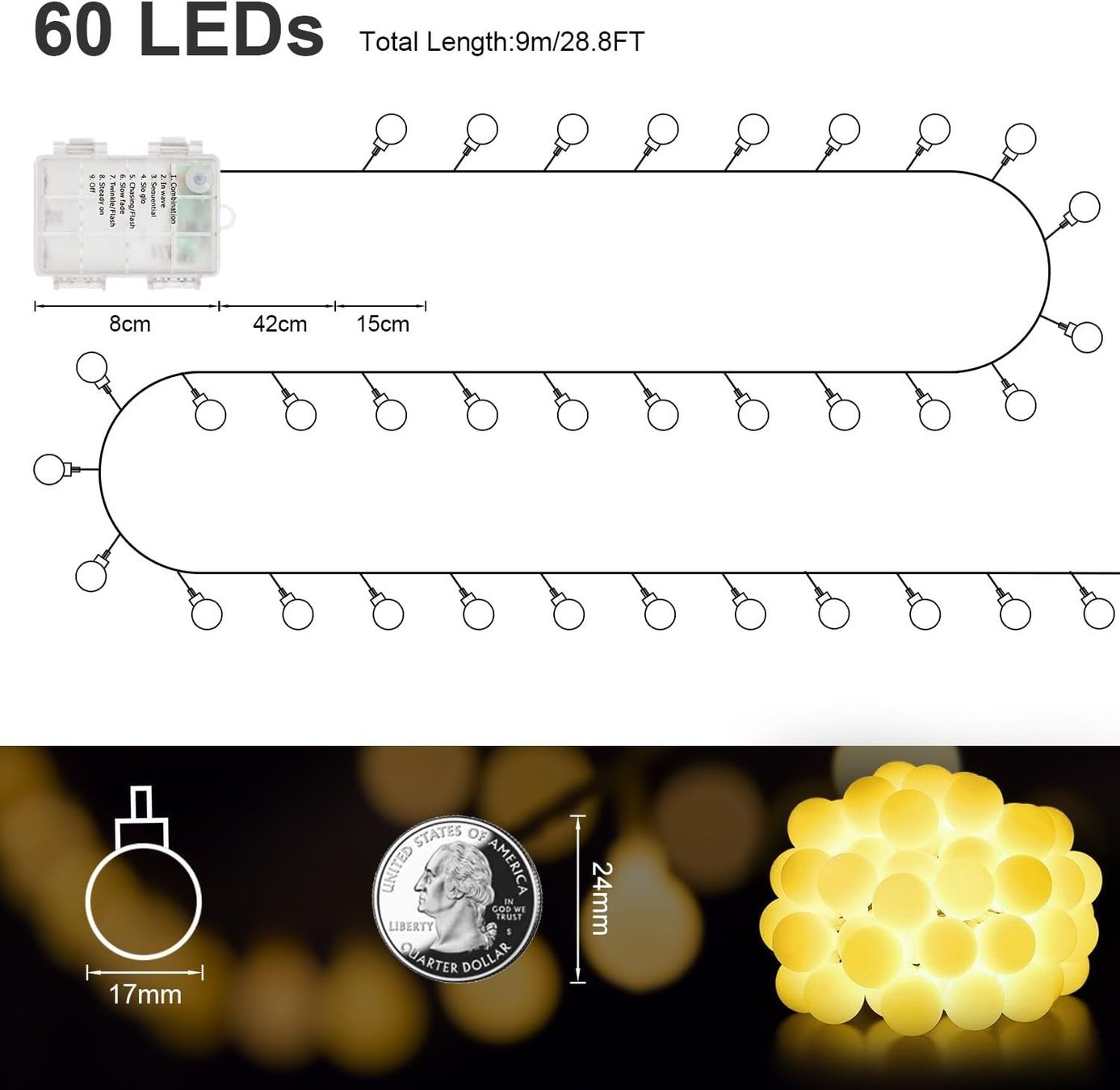 Ghirlande e barre luminose: Lichterkette Außen/Innen, 9M – Nuovo e nell'imballaggio originale da Nuglar venduto da SaleRitter 1