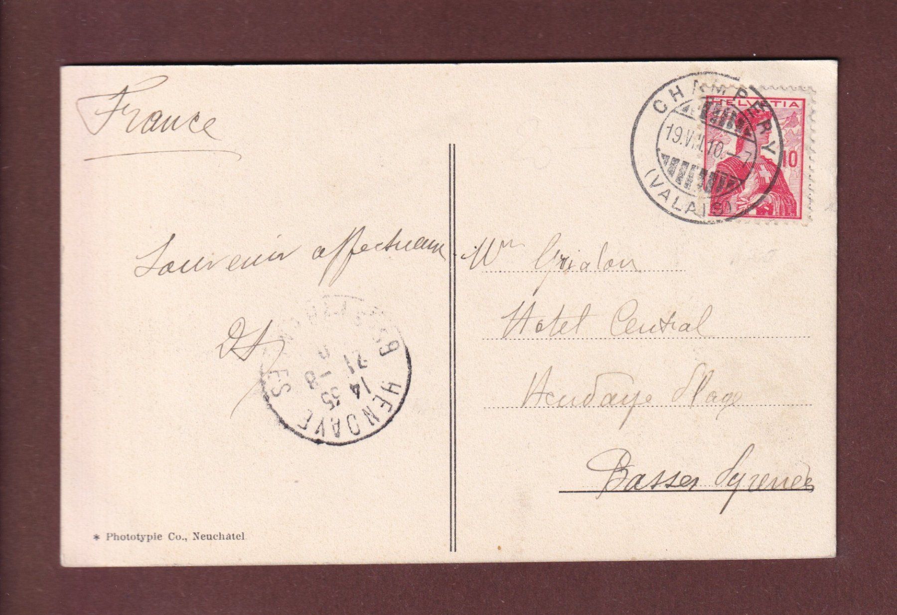 Ansichtskarten: CHAMPERY - Dents Blanches - 1910 – Gebraucht aus Pully von nicecards-shop 1