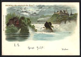 Litho Rheinfall, Wo erscheint die Nixe?,