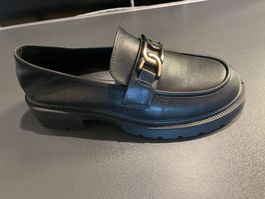 Cesare Caspari Slipper, Gr. 41 neu, schwarz, Schnalle,Leder