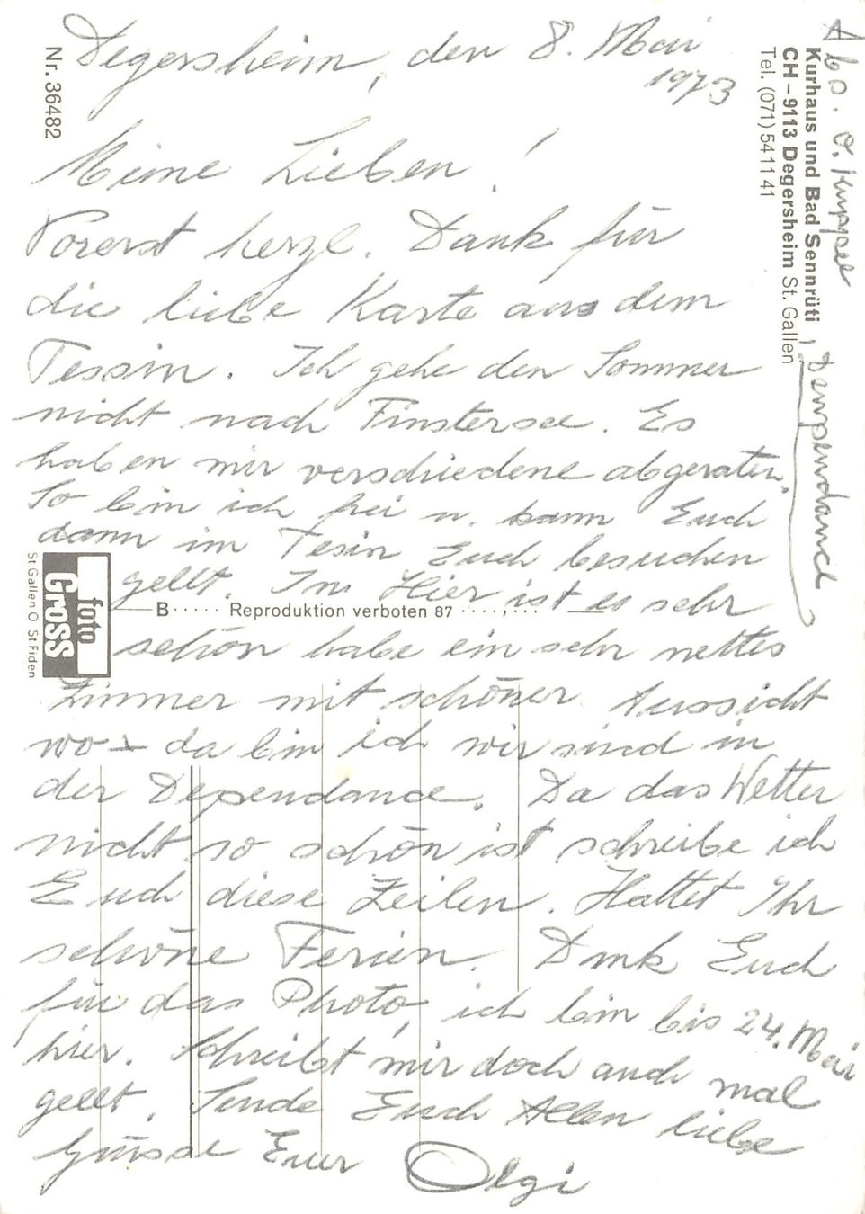 Cartoline postali: Degersheim, Bad Sennrüti – Usato da Ottikon b.Kemptth. venduto da Neptun1974 1