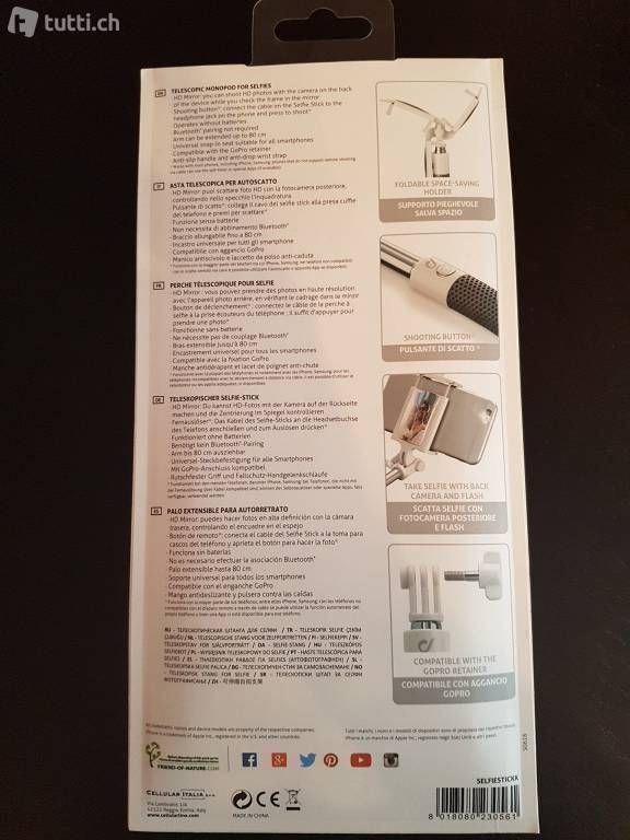 Staffe: Selfie Stick Mirror von cellularline – Nuovo e nell'imballaggio originale da Zug venduto da coramo 1
