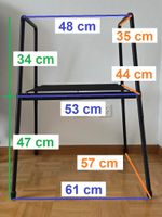 Etagère métallique 61x 57 cm au sol, 48 x 35 cm à 81 cm haut