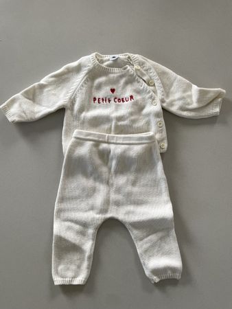 Baby Strick Set Petit Coeur Weiss Grösse 62