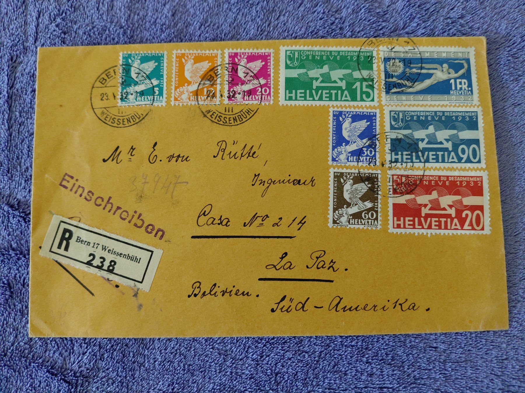 Alle Briefmarken: Super Luftpostbrief 1932 – Gebraucht aus Horw von Onurb008