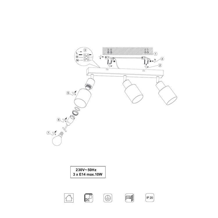 Lampes: Deckenleuchte, 3 Spots, 43 cm x 9 cm – Neuf (Voir description) à Kreuzlingen par Smart-Light 5
