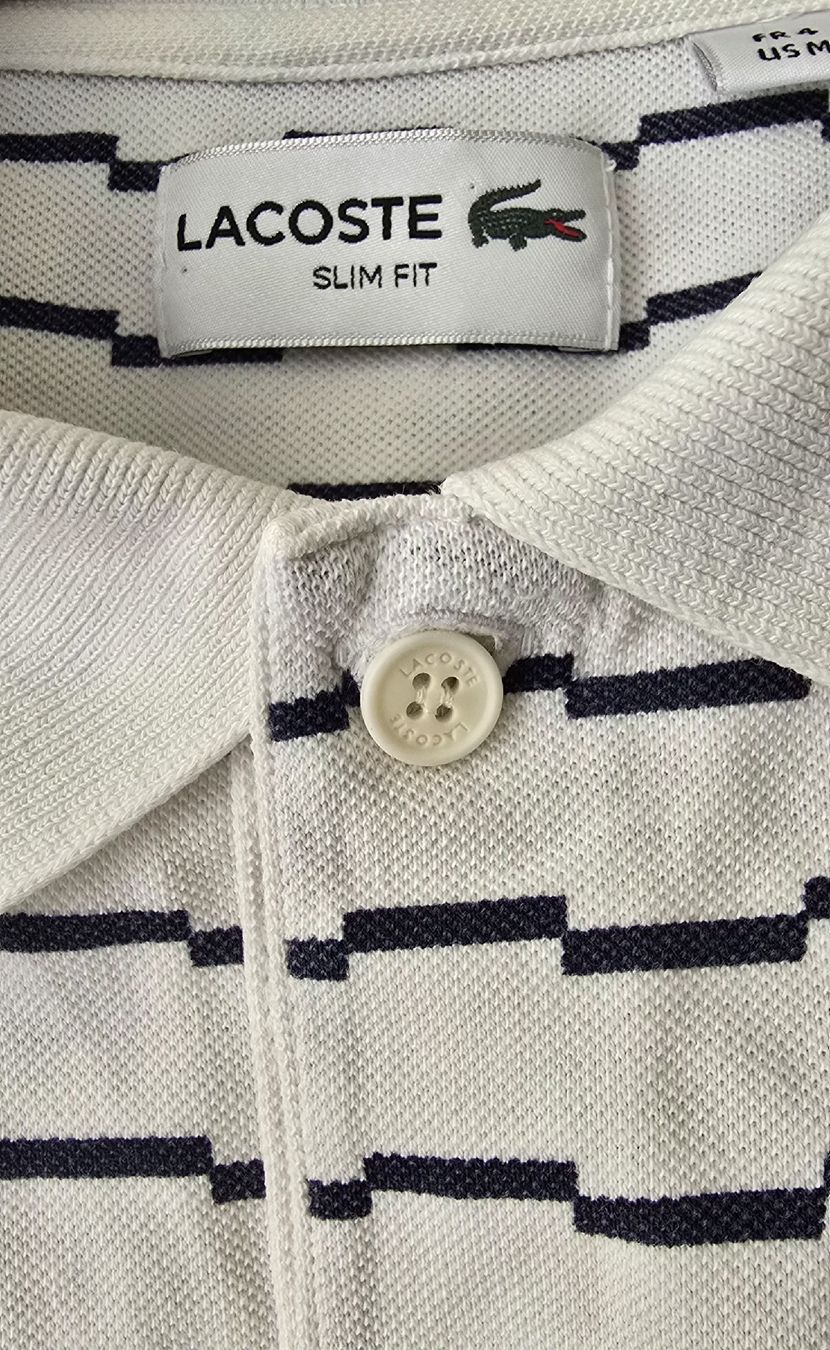 Lacoste Magliette Polo: Polo Lacoste rayé blanc et noir – Usato da Genève venduto da MariaS2 4