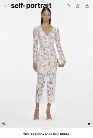 Robe midi Self-Portrait en dentelle florale blanche NEUVE 