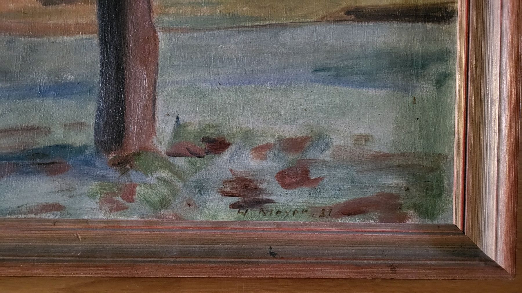 Dipinti: Fluss-Landschaft bei Basel HERMANN MEYER – Usato da Basel venduto da spinne02 4