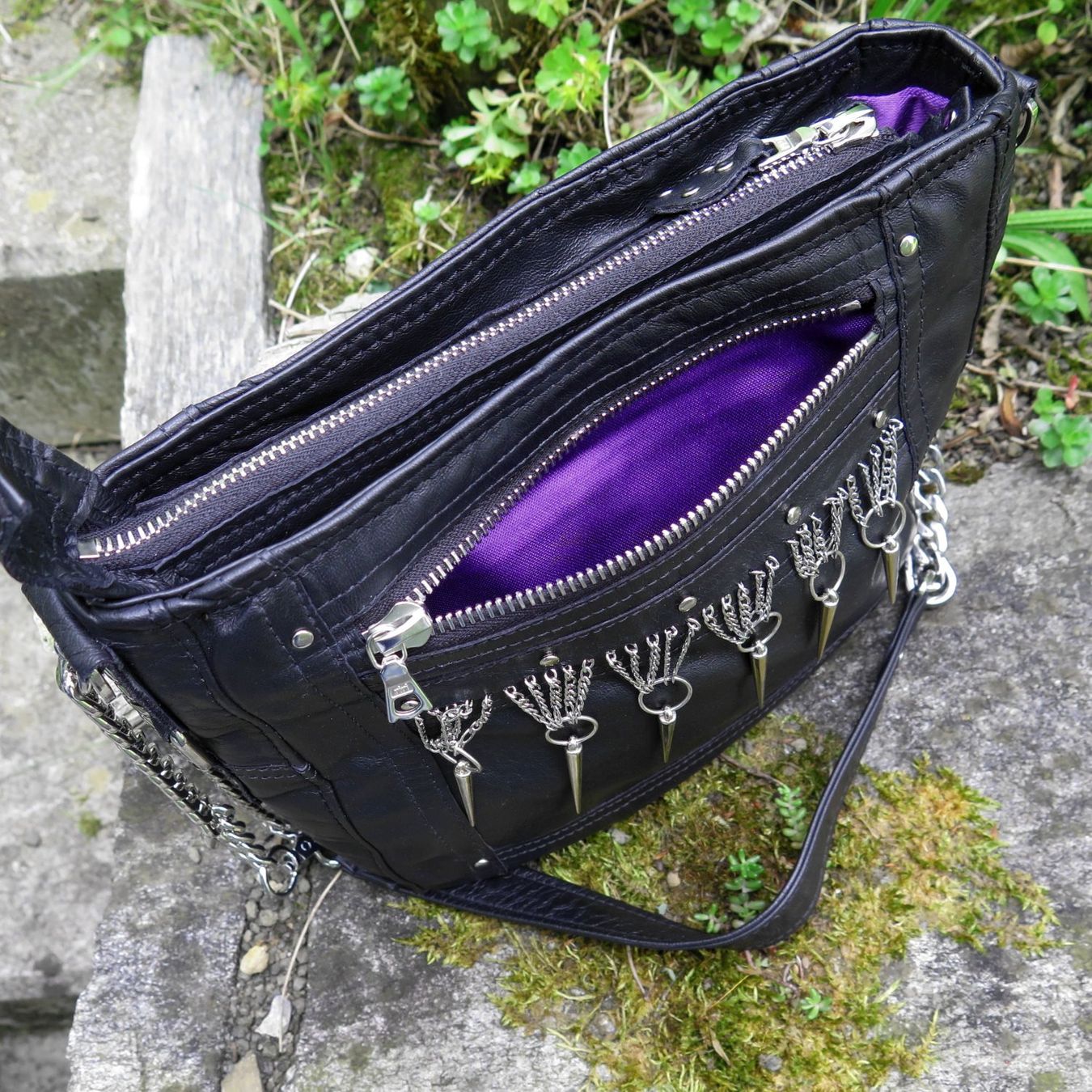 Borse da donna: schwarze Ledertasche Damen, Umhängetasche mit Fransen – Nuovo e nell'imballaggio originale da Trimbach venduto da ps-lederwerk 6