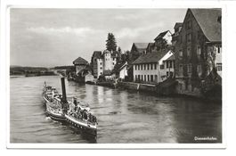 Diessenhofen (TG) Stadtpartie - Dampfschiff - Foto-AK - 1939