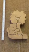 Puzzle di legno leone con cucciolo (4 pezzi)