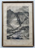Gravure XVIIIe col du Gemmi - Suisse - Valais - Leuk