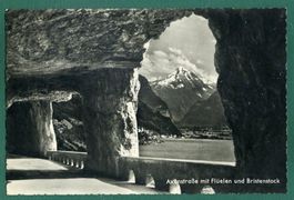 Axenstrasse mit Flüelen und Bristenstock, ungelaufen