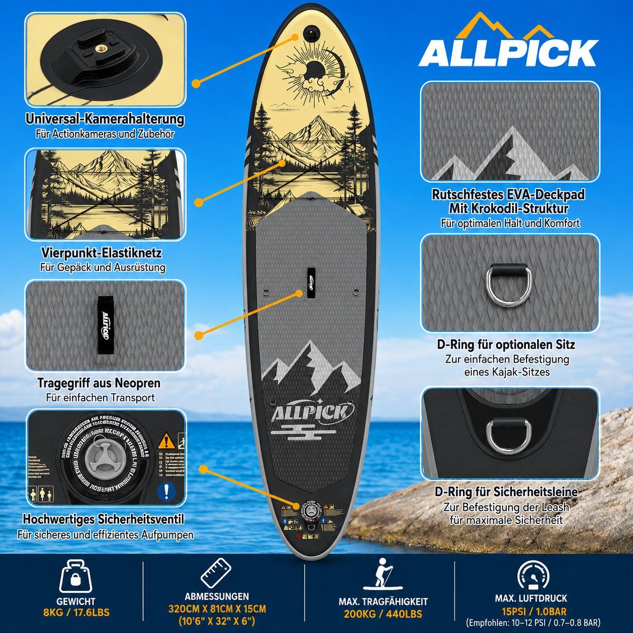 Surfboards & Schwimmbrette: SUP Board aufblasbar Stand Up Paddle Board Set 200 kg – Neu und originalverpackt aus Schaffhausen von lou_w76n 3