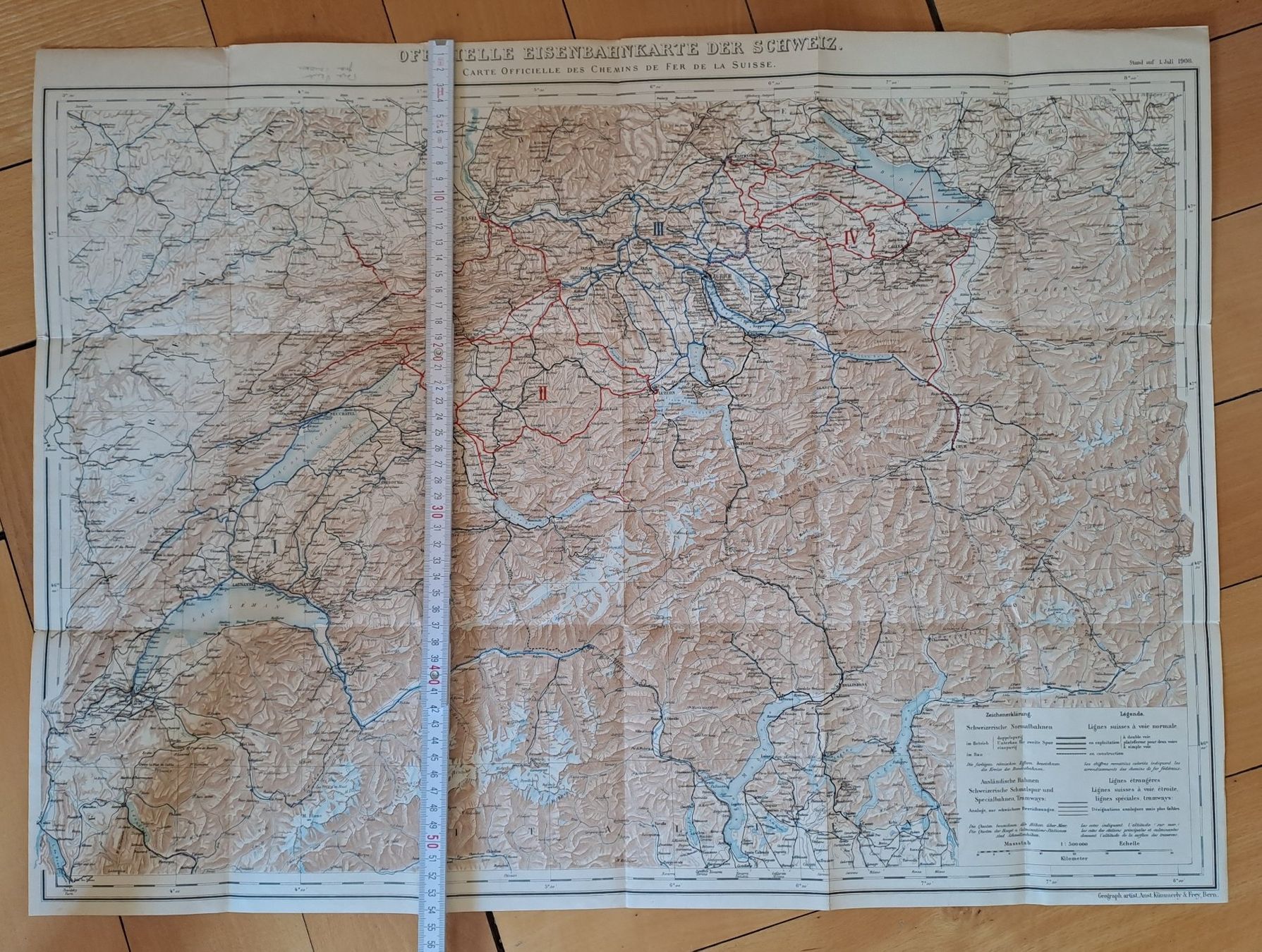 Landkarten & Atlanten: ANCIENNE CARTE TOPOGRAPHIQUE CHEMIN DE FER SUISSE 1908, – Gebraucht aus LAUSANNE von KWEW 6