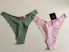 HUNKEMÖLLER, String INVISIBLE, Grösse XS, 2 Stück, Rosa/Oliv
