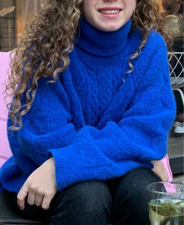 Merino Wool Blue Oversized Sweater 38 Coyotes de Paris