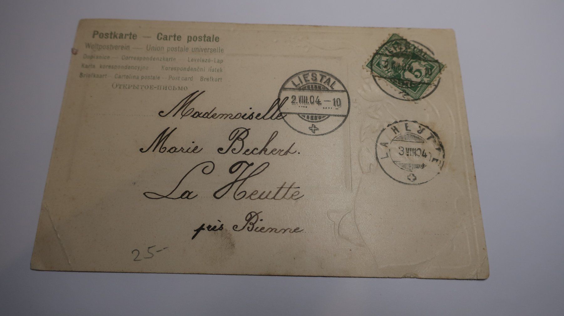 Cartoline postali: Gruss aus Liestal. Thor.  1904 – Usato da Cormoret venduto da Pascalll2001 3