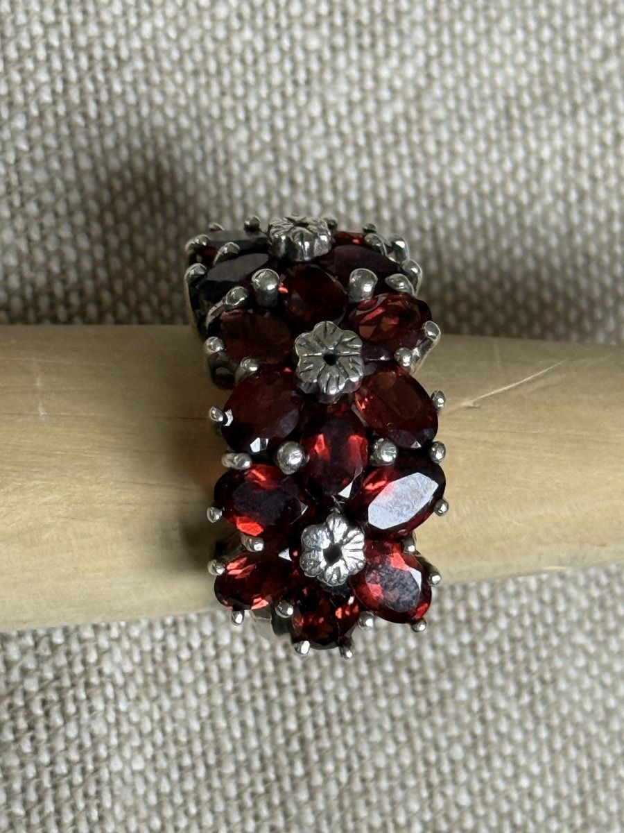 Anelli: Stunning Garnet Gemstone & Silver Ring – Usato da Zürich venduto da DEGU 7