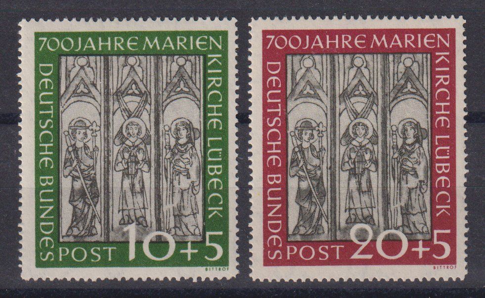 Tutti i francobolli: BRD 1951: Marienkirche ** - Kat. 200.-- – Nuovo (secondo la descrizione) da Eschlikon TG venduto da PhilCon