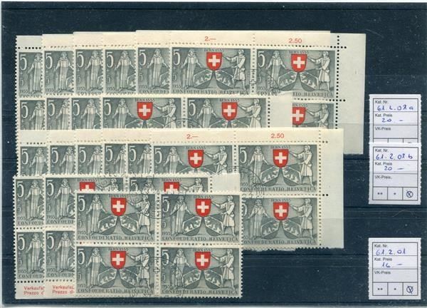 Tutti i francobolli: Patria 1953 Steckkarte mit Abarten – Usato da Winterthur venduto da Kyoung