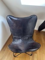Butterfly Sessel (Replika) schwarzes Leder, Metallgestell