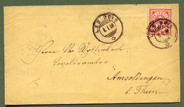 Brief mit Ziffermarke ab Les Bois nach Amsoldingen/BE
