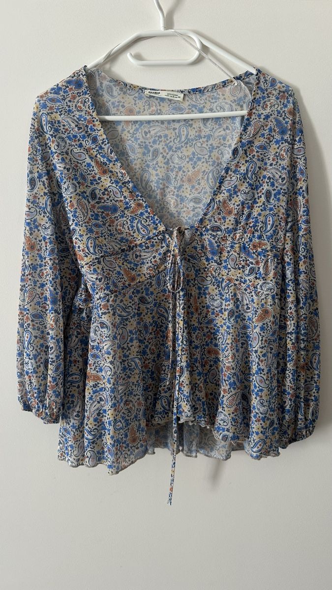 Pull&Bear Camicette: Pull&Bear Sommer Bluse, Grösse S, blaues Paisley Muster – Usato da Sargans venduto da dia_xw6j