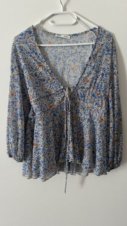 Pull&Bear Sommer Bluse, Grösse S, blaues Paisley Muster