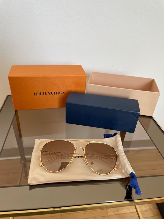 Louis Vuitton Gold/Brown Z1539W My LV Chain Pilot Sunglasses Louis