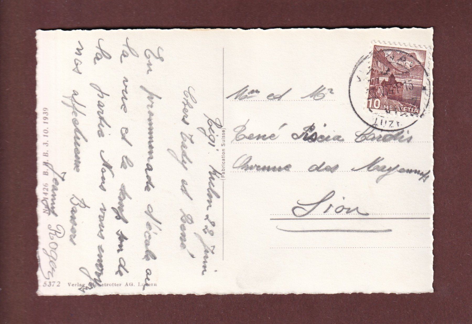 Ansichtskarten: RIGI-KULM - Alphornbläser - 1941 – Gebraucht aus Pully von nicecards-shop 1