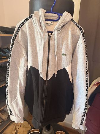 LACOSTE KAPUZENJACKE GRAU/SCHWARZ