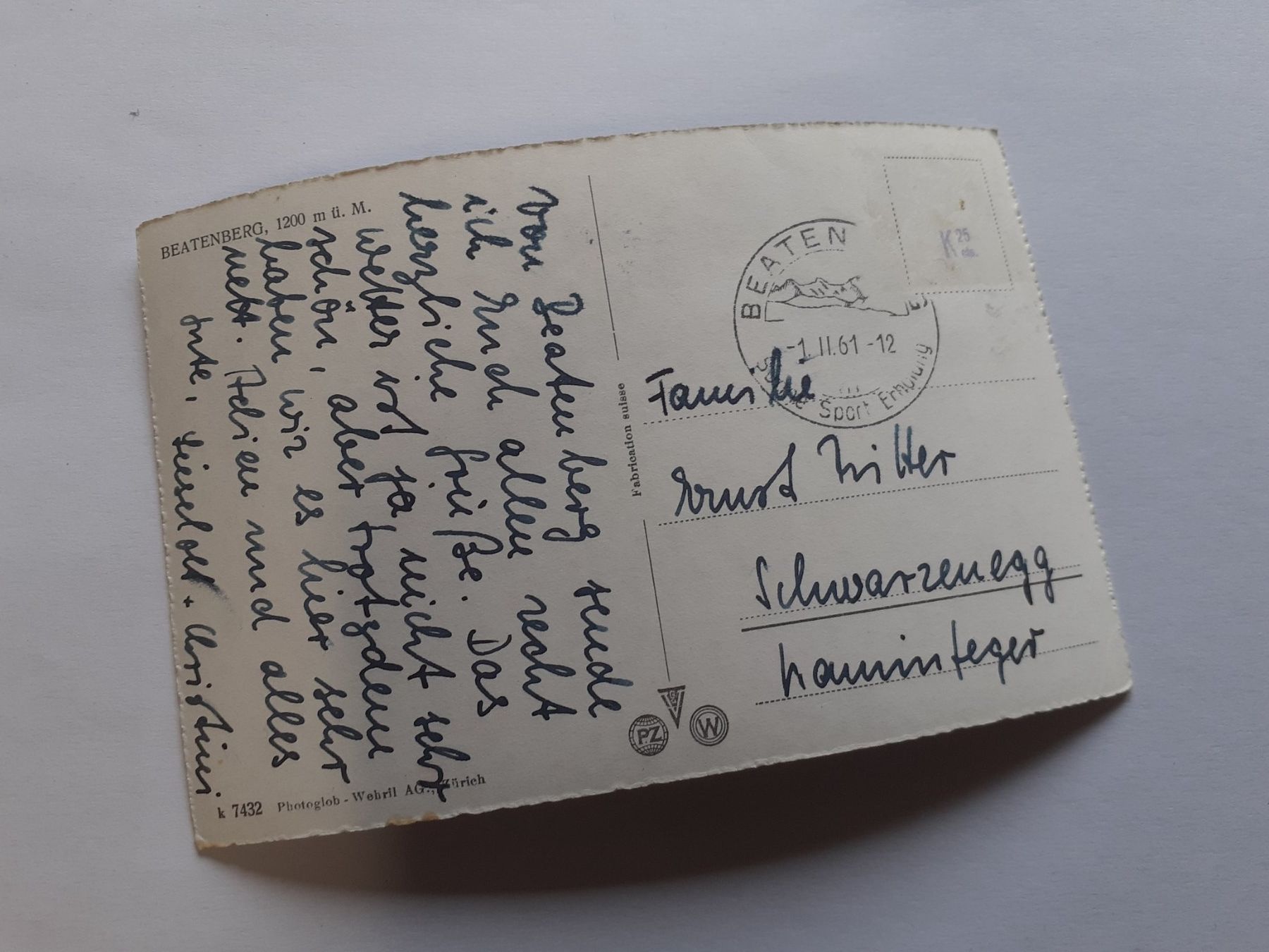 Cartoline postali: BEATENBERG - 1961 – Usato da Winterthur venduto da Ornyx7 1