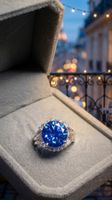 Incroyable bague Moissanite bleue 5 carats