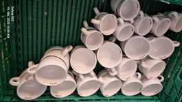Graf Kaffee Tassen, Set mit Untertellern, Weiss, Top!