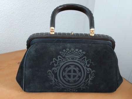Edle Vintage Wildleder Handtasche inkl. Spiegel Portemonaie!