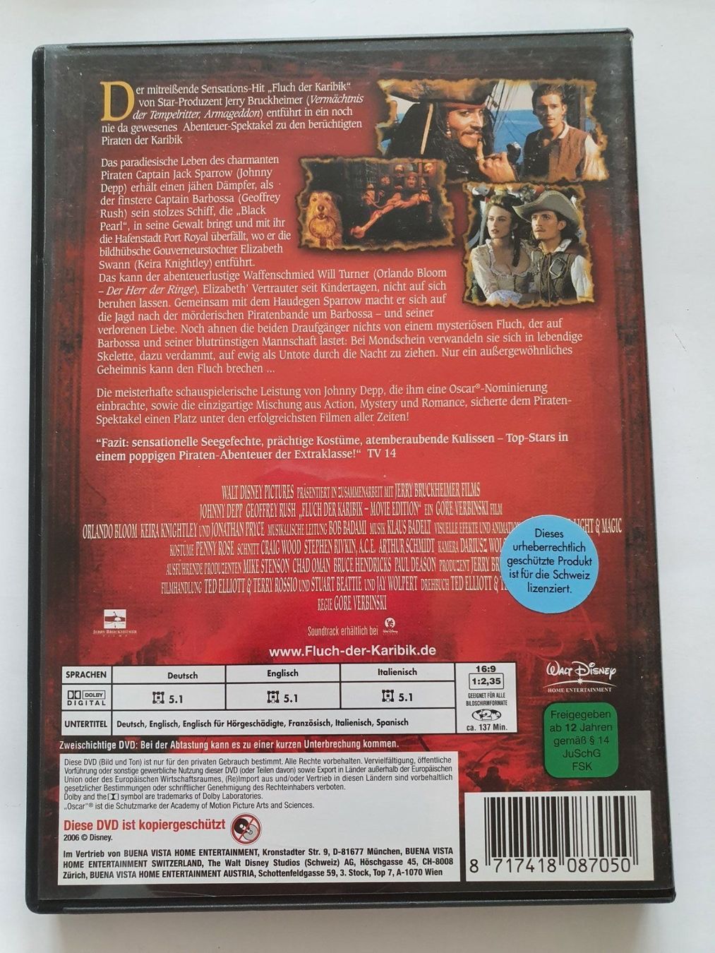 Tutti i DVDs: Fluch der Karibik 1 DVD – Usato da Oberdorf BL venduto da BaldenEagle 1